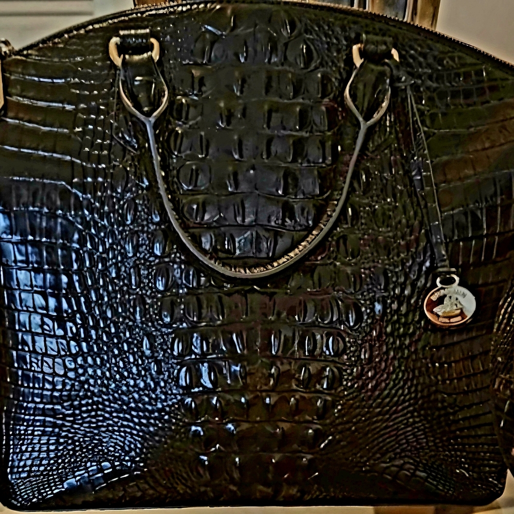 Elegant Black Crocodile-Embossed Women's Bag